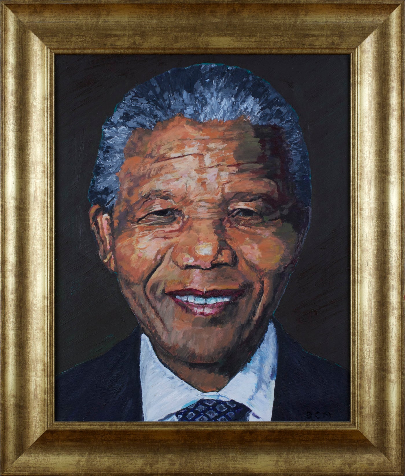 A Portrait Of Nelson Mandela Original Oil Painting