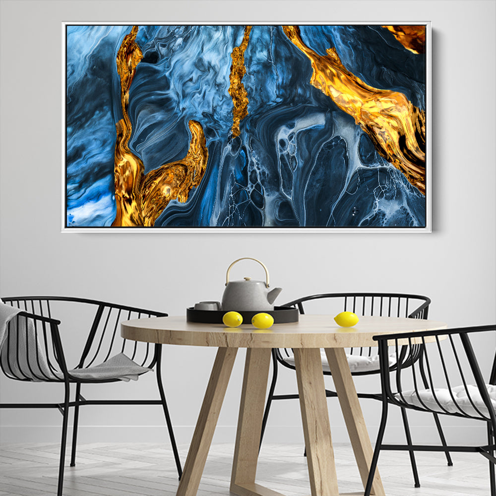 Blue And Gold Marble Abstract