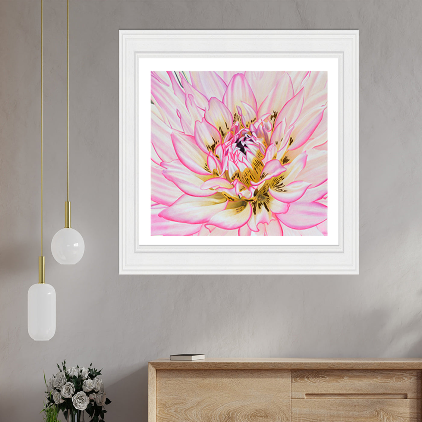 Awakening Pink Blooming Flower Framed