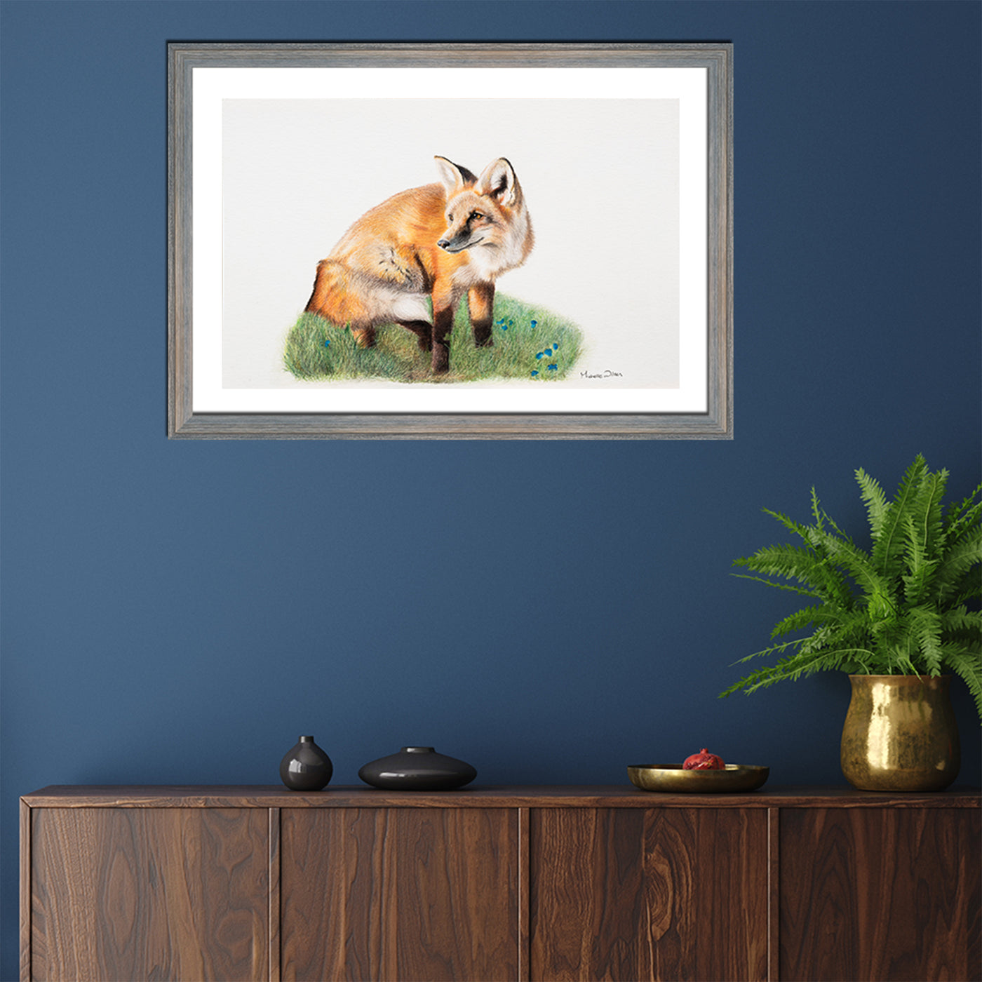 Fox And The Flowers Framed
