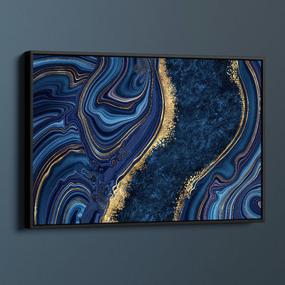 Navy Blue And Gold Liquid Art