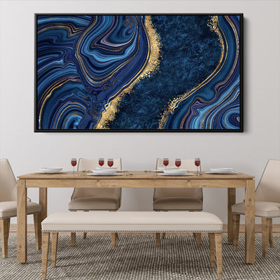 Navy Blue And Gold Liquid Art