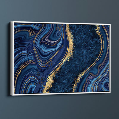 Navy Blue And Gold Liquid Art