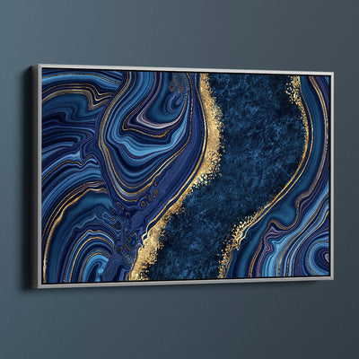 Navy Blue And Gold Liquid Art