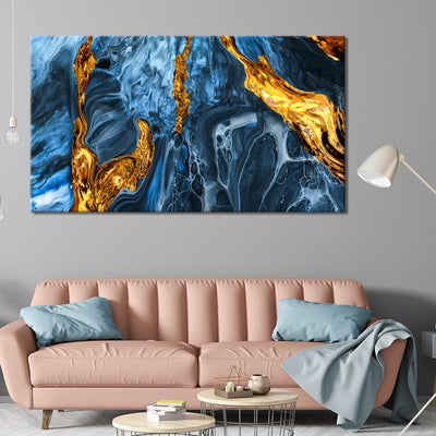 Blue And Gold Marble Abstract