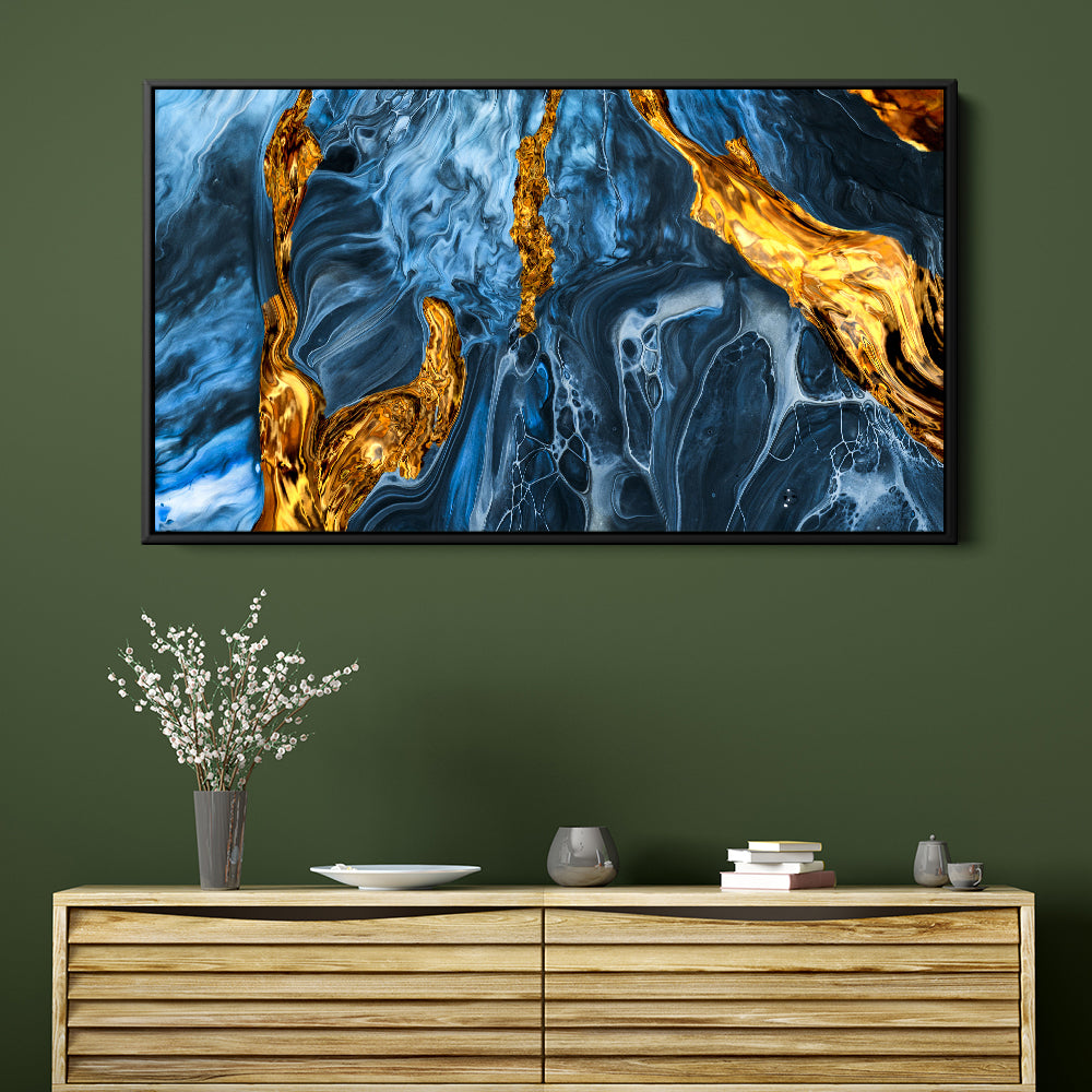 Blue And Gold Marble Abstract