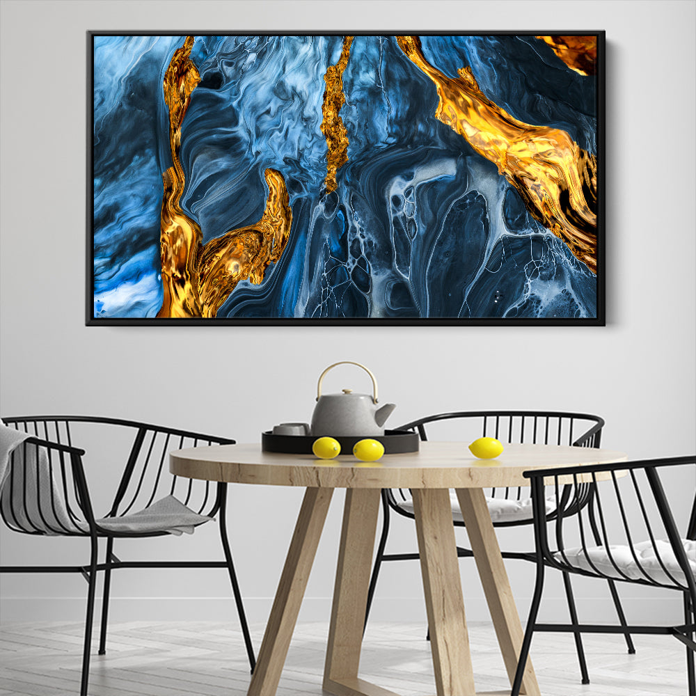 Blue And Gold Marble Abstract