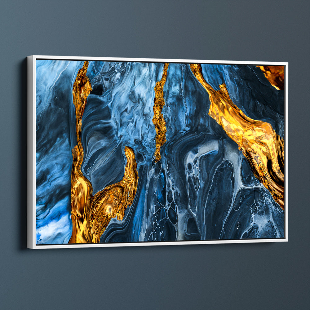 Blue And Gold Marble Abstract