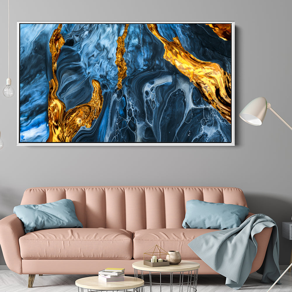 Blue And Gold Marble Abstract