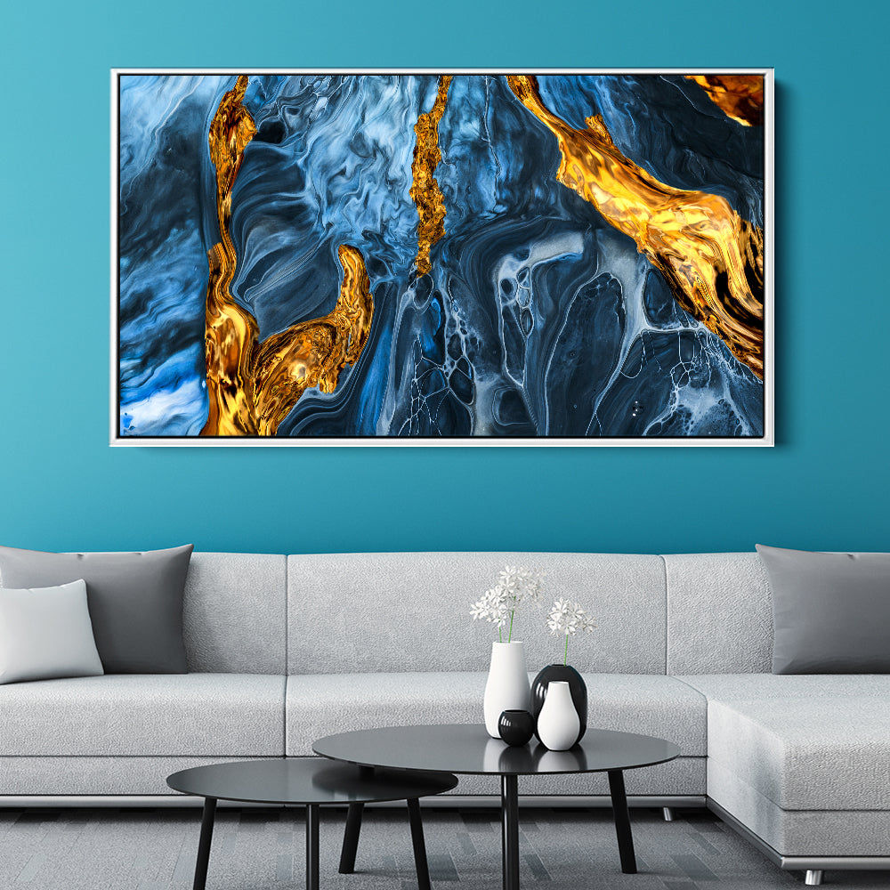 Blue And Gold Marble Abstract