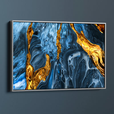 Blue And Gold Marble Abstract