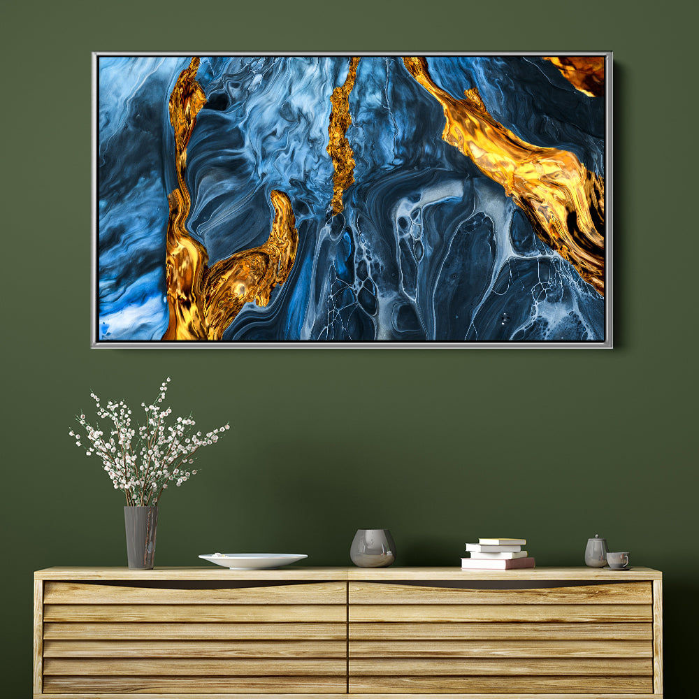 Blue And Gold Marble Abstract