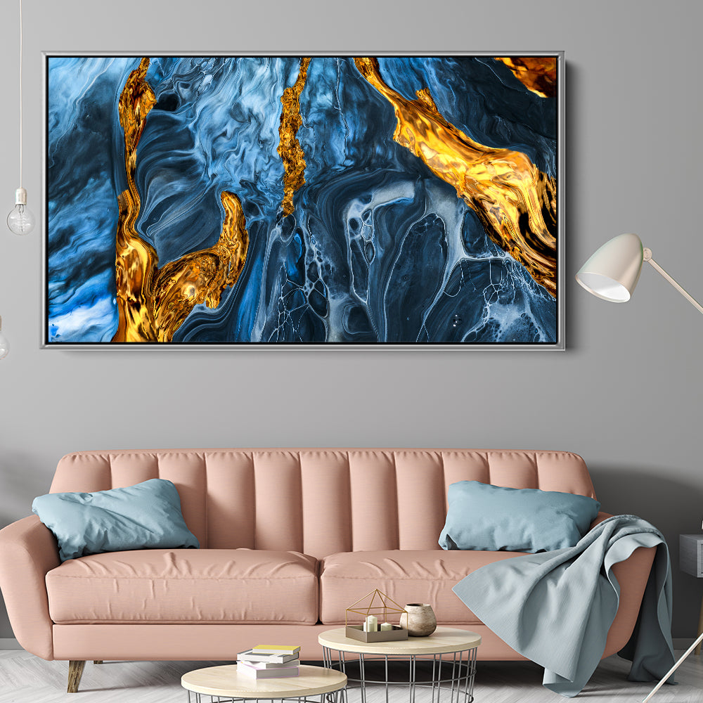 Blue And Gold Marble Abstract