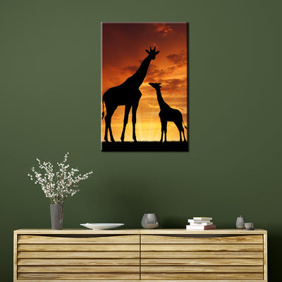 Mother And Baby Giraffe Silhouette