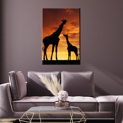 Mother And Baby Giraffe Silhouette