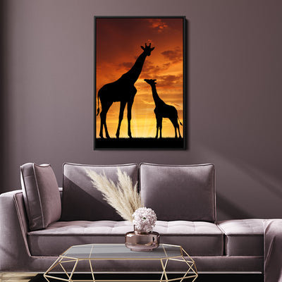 Mother And Baby Giraffe Silhouette