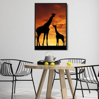 Mother And Baby Giraffe Silhouette