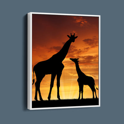 Mother And Baby Giraffe Silhouette