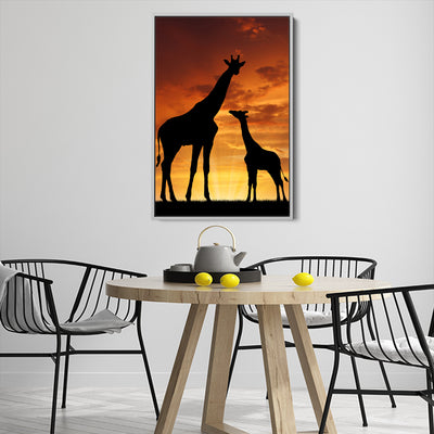 Mother And Baby Giraffe Silhouette