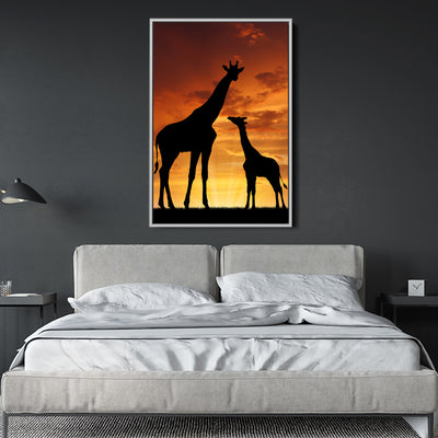 Mother And Baby Giraffe Silhouette