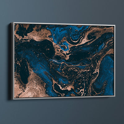 Gold And Navy Liquid Art