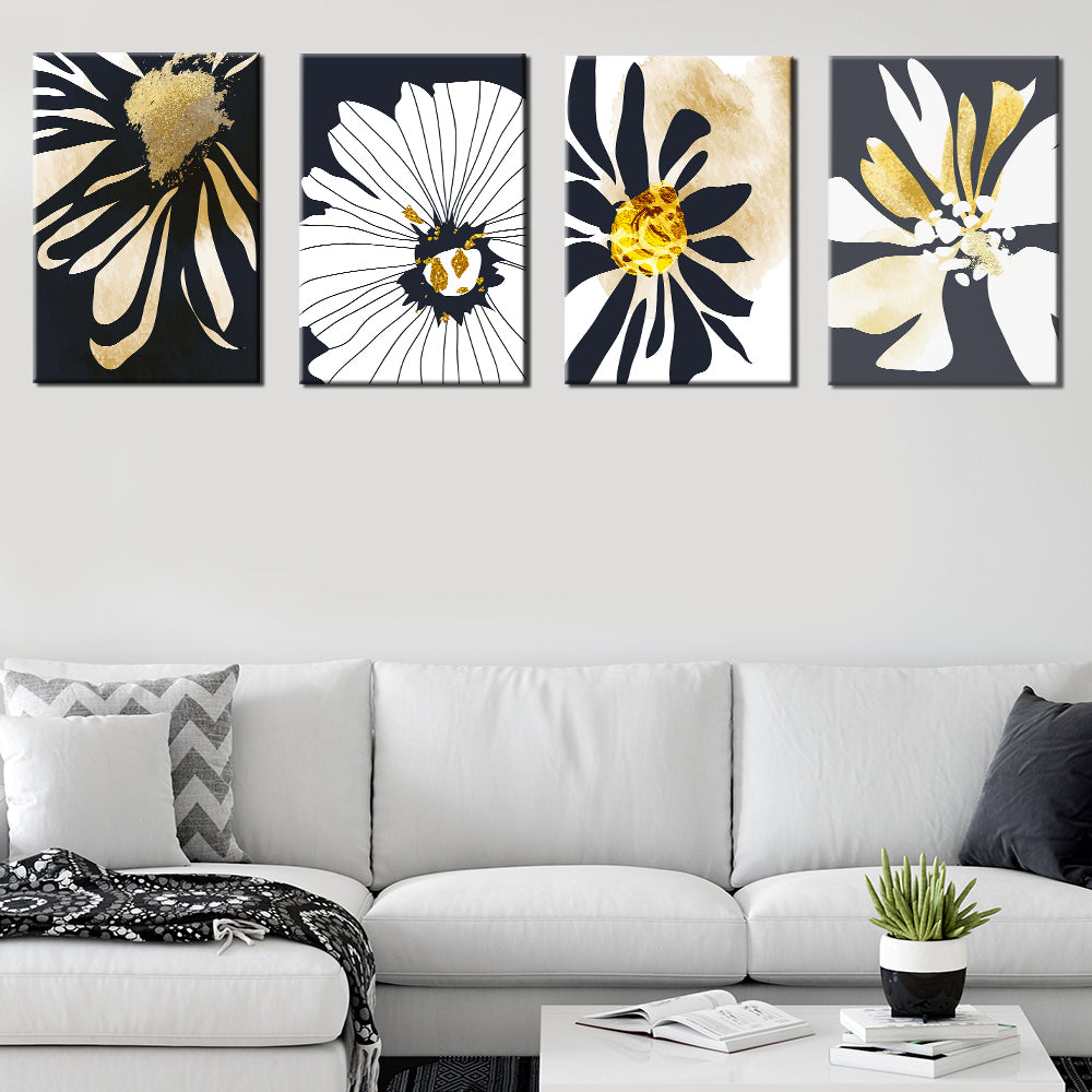 Black White And Gold Floral Collection