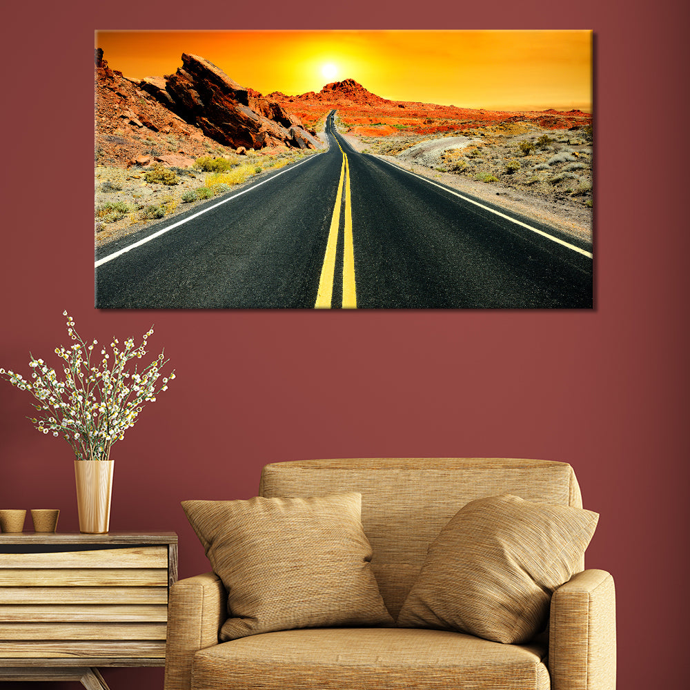 Desert Road Sunset