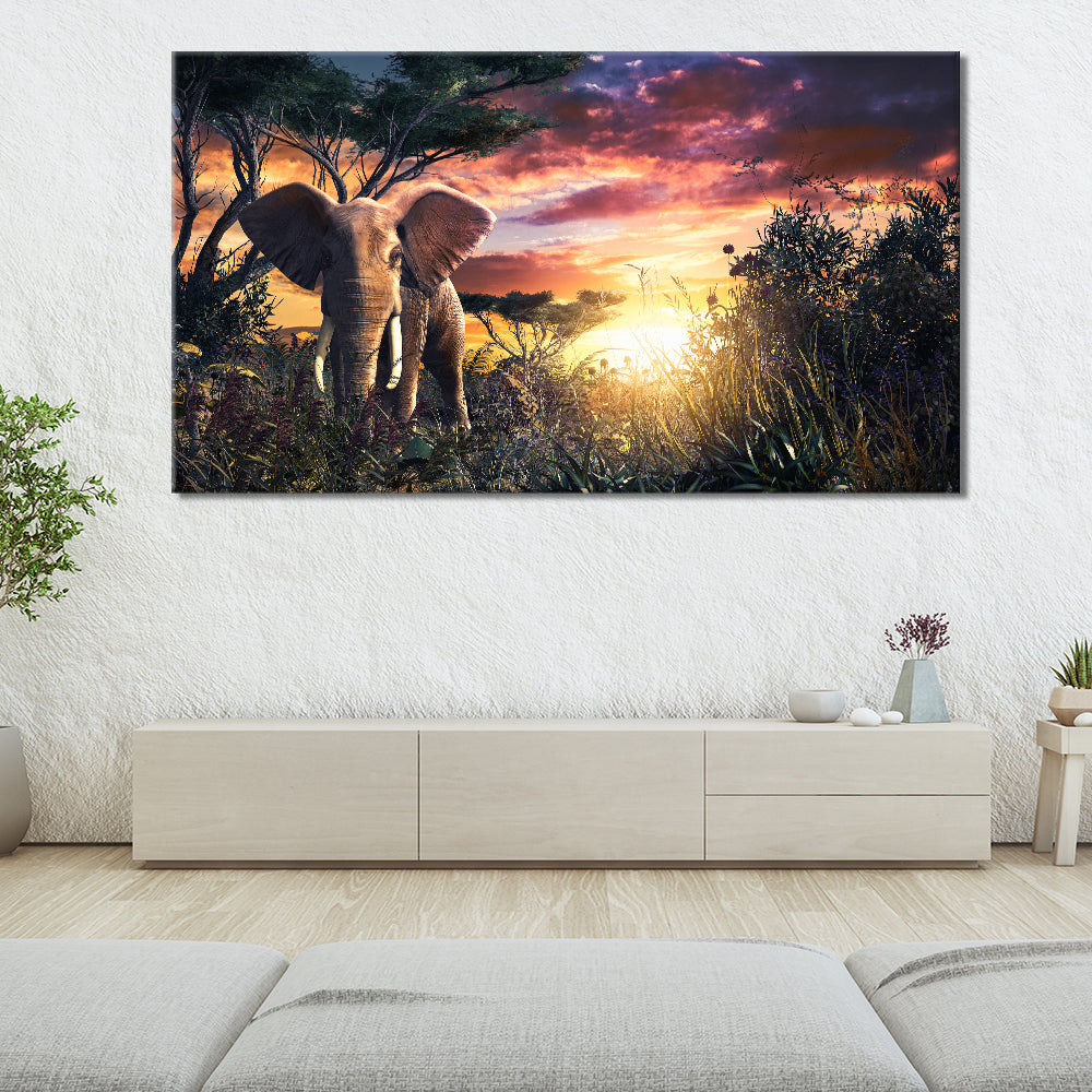 Jungle Elephant Sunset