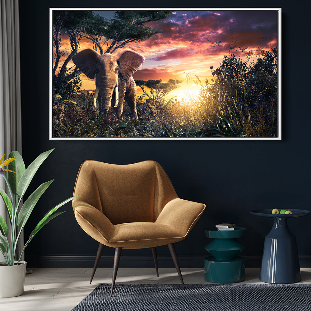 Jungle Elephant Sunset