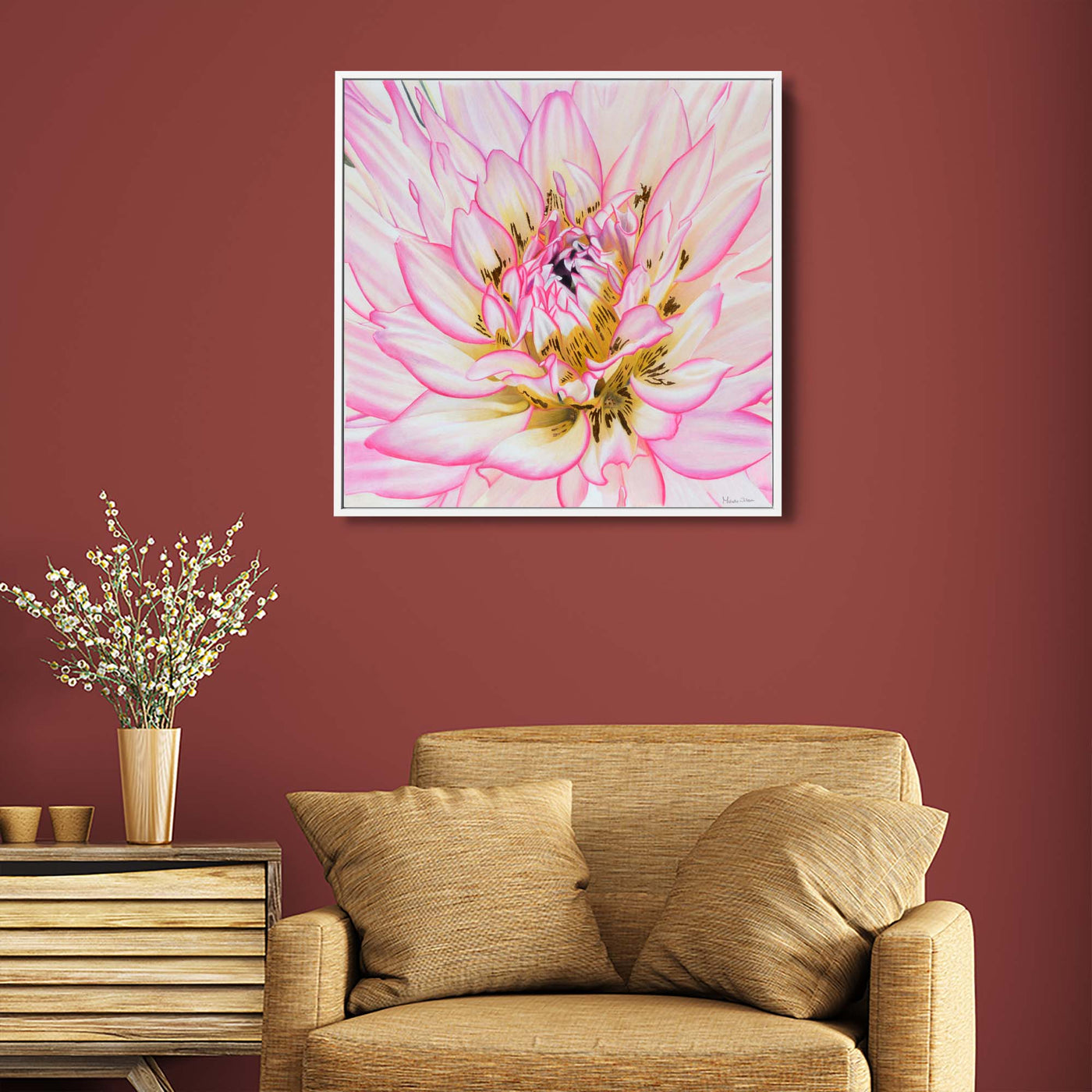 Awakening Pink Blooming Flower Canvas