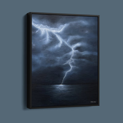 "The Awakening" Lightning Over the Ocean Canvas