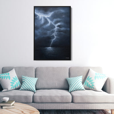 "The Awakening" Lightning Over the Ocean Canvas