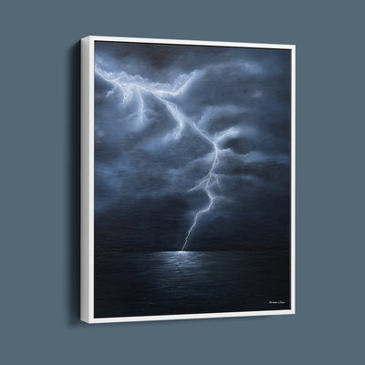 "The Awakening" Lightning Over the Ocean Canvas