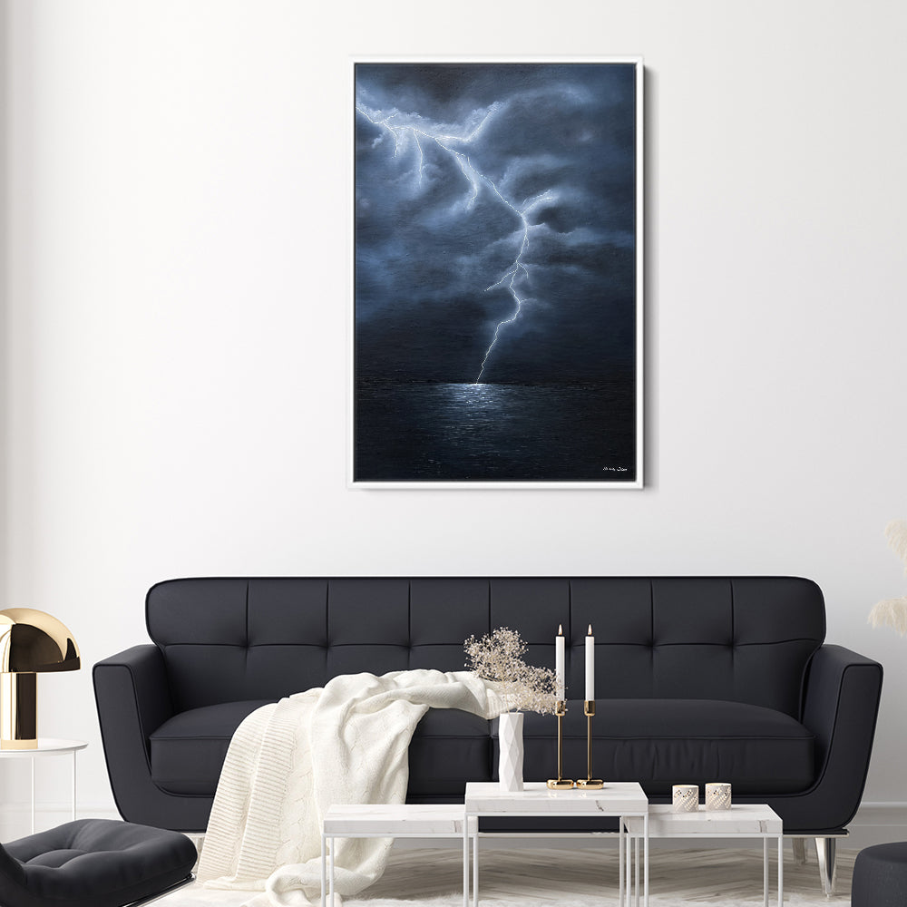 "The Awakening" Lightning Over the Ocean Canvas