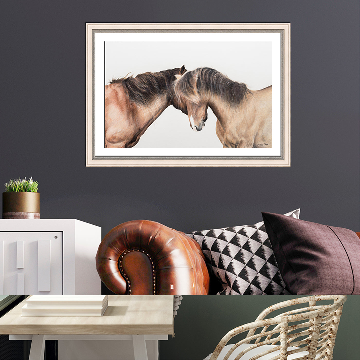 Two Whispering Horses Framed