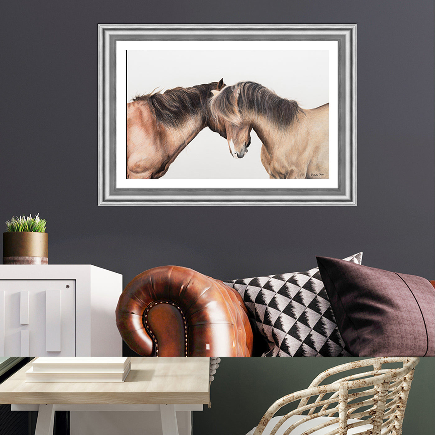 Two Whispering Horses Framed