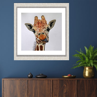 Cheeky Giraffe Framed