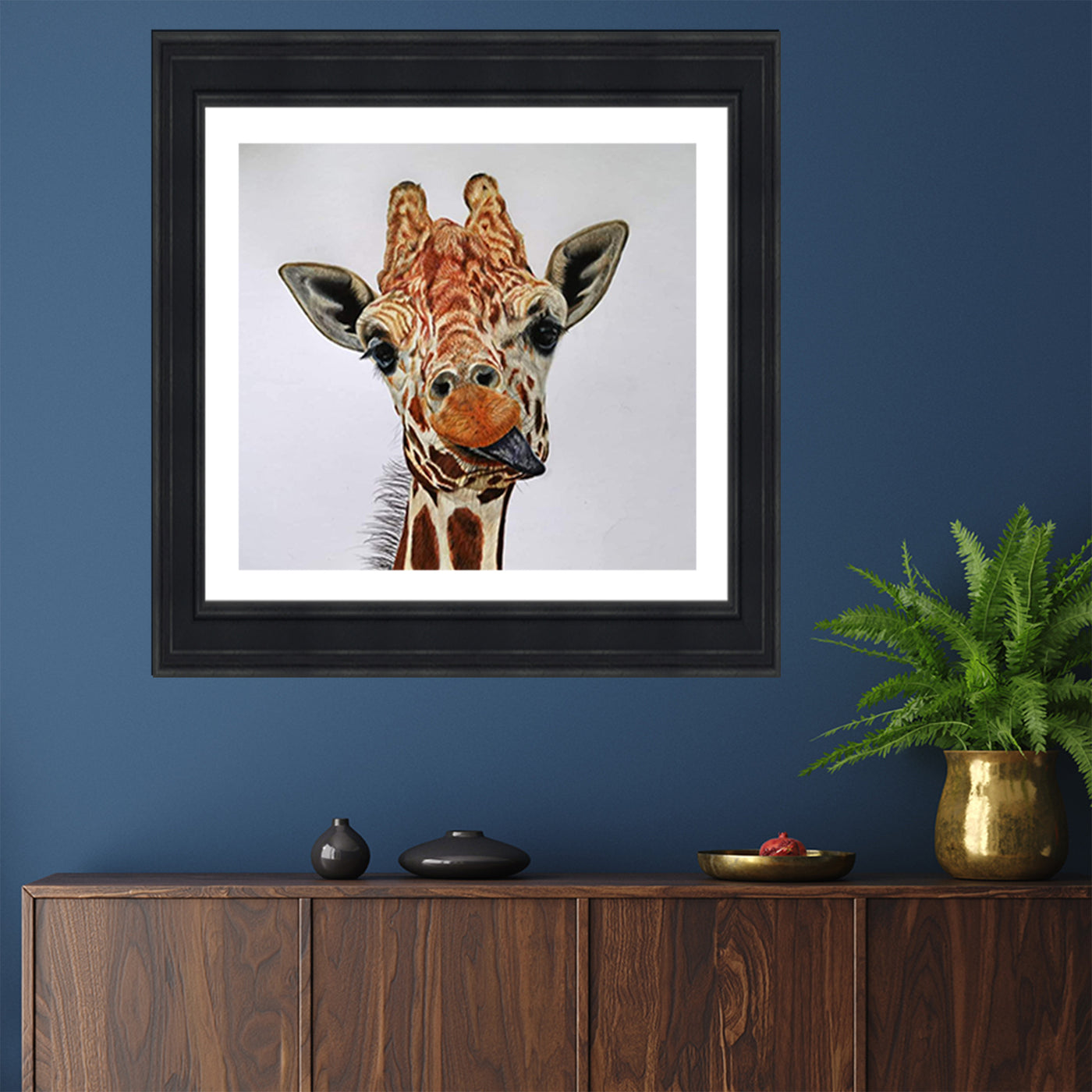 Cheeky Giraffe Framed