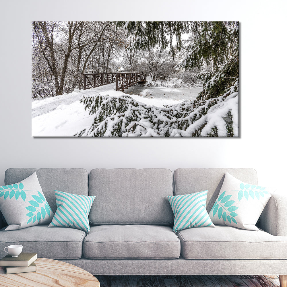 Minnesota Forest Snowy Bridge