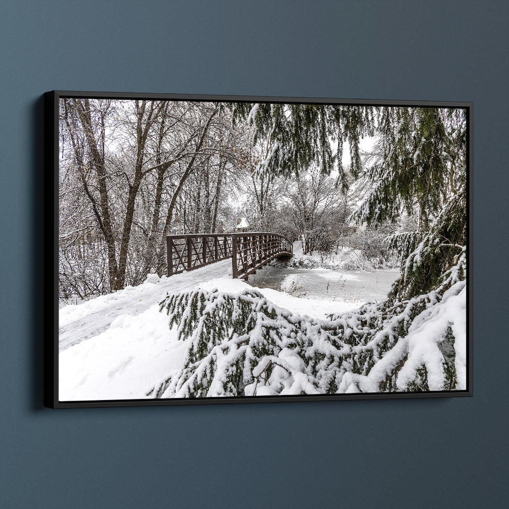 Minnesota Forest Snowy Bridge