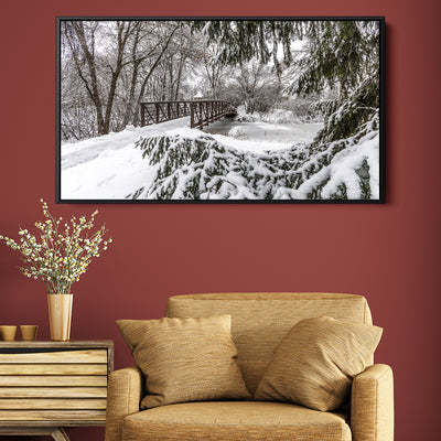 Minnesota Forest Snowy Bridge