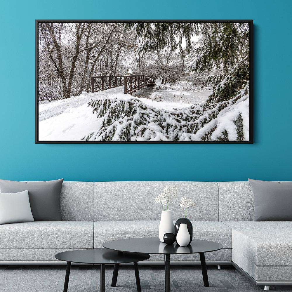 Minnesota Forest Snowy Bridge