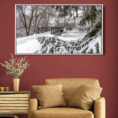 Minnesota Forest Snowy Bridge