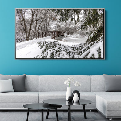 Minnesota Forest Snowy Bridge